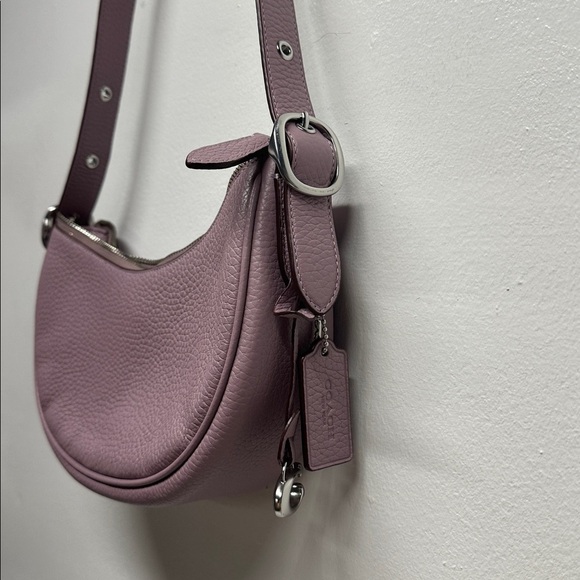 Coach Luna Purse Soft Pebble Leather Shoulder Bag Faded Purple Silver CC438 - Picture 6 of 12